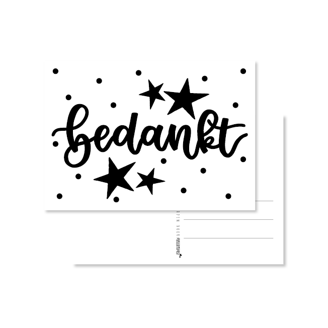 kaart handlettering bedankt