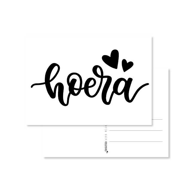 kaart handlettering hoera