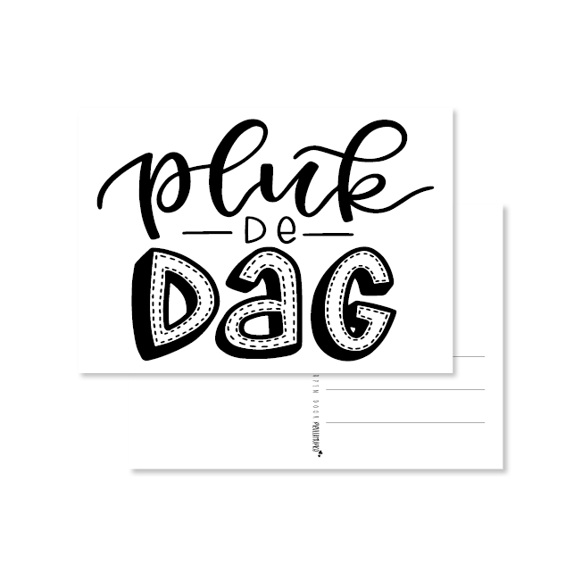 kaart handlettering pluk de dag