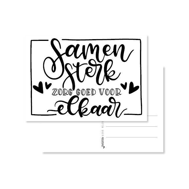 kaart handlettering samen sterk