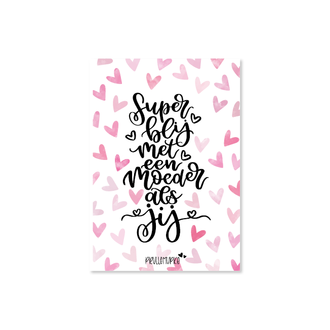 kaart handlettering super blij met een moeder als jij