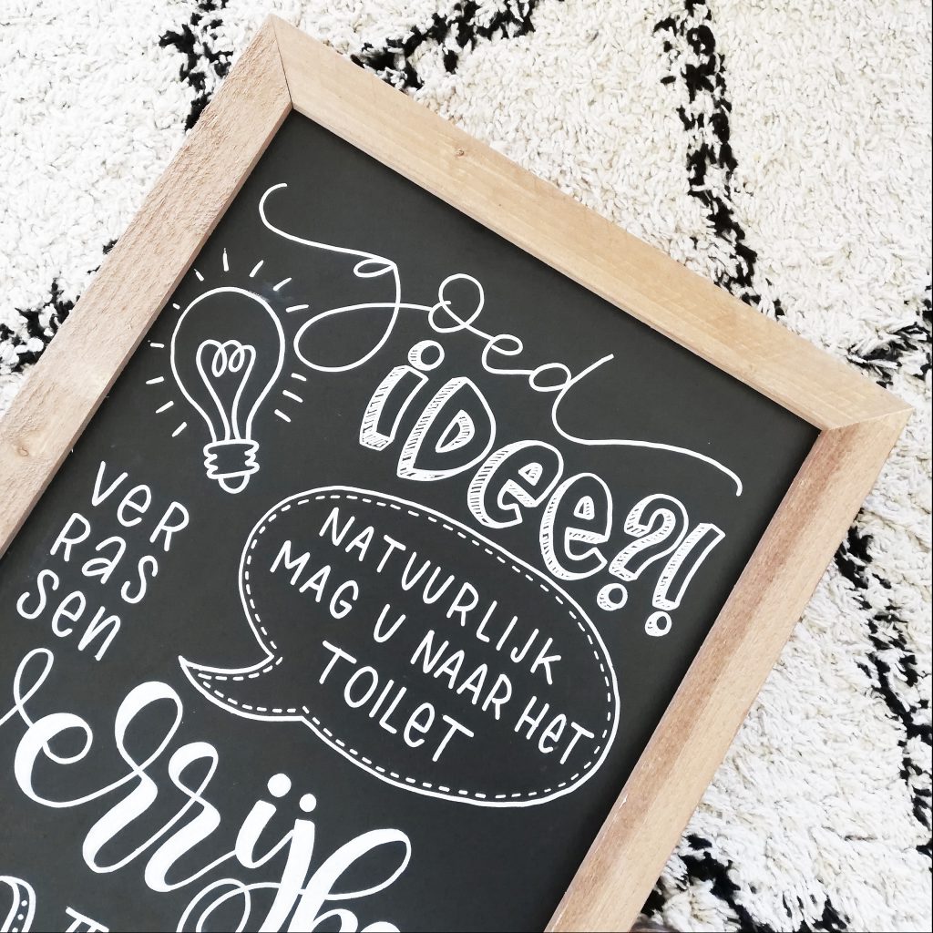Krijtbord lettering op maat handlettering