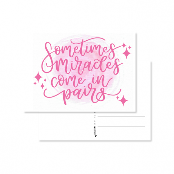 kaart handlettering sometimes miracles come in pairs